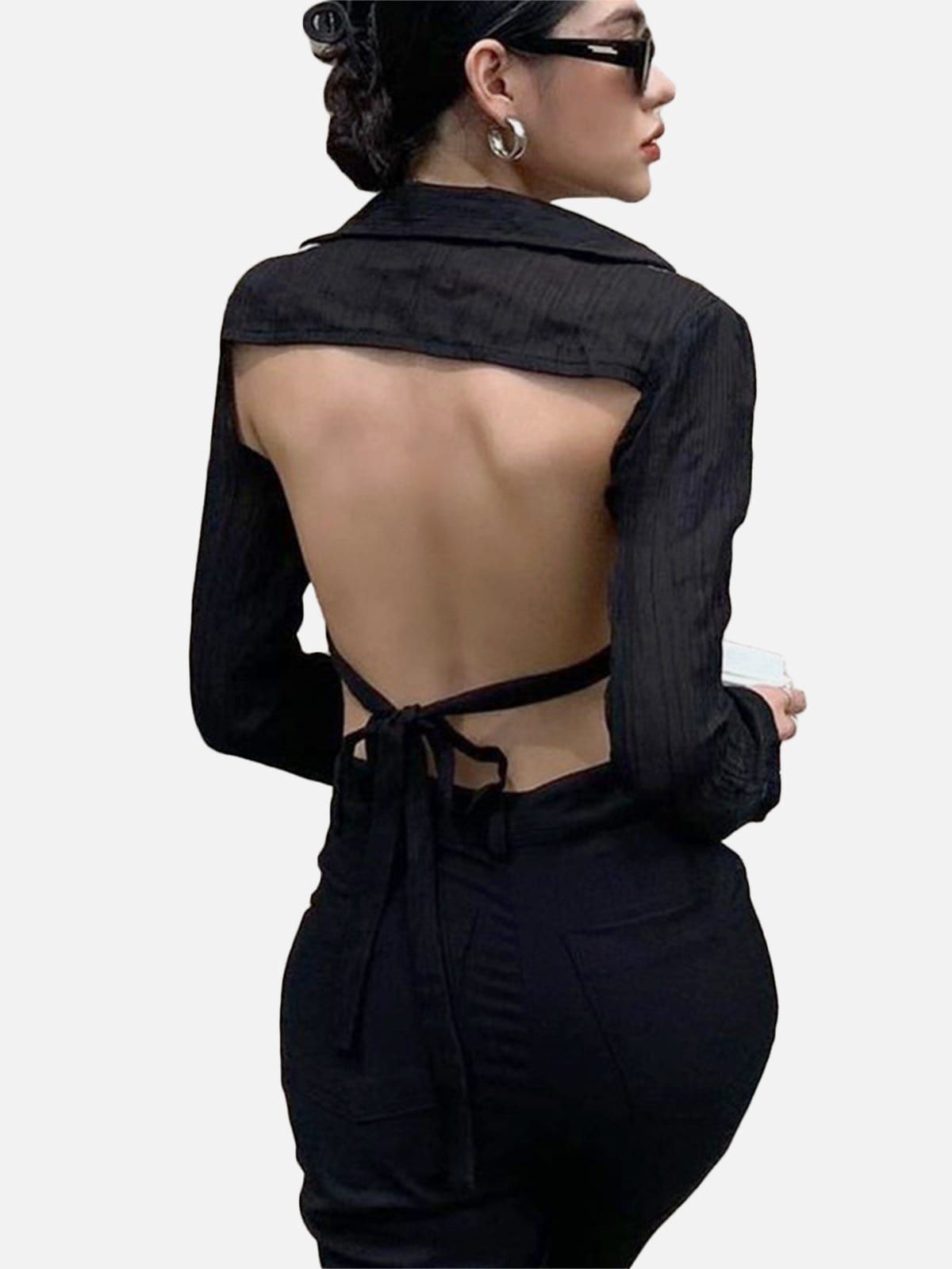 Sexy Lace-up Long Sleeve T Shirt sold by Yugen Theory product image thumbnail 3