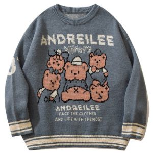 Lazy Jacquard Sweater Andreilee Bear sold by Yugen Theory