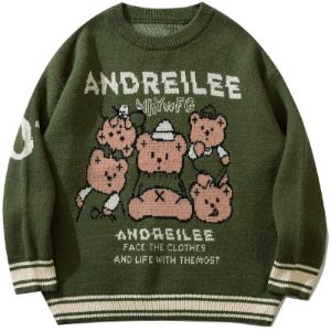 Lazy Jacquard Sweater Andreilee Bear sold by Yugen Theory