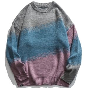 Vintage Knitted Sweater Color Block sold by Yugen Theory