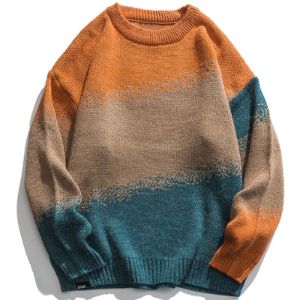 Vintage Knitted Sweater Color Block sold by Yugen Theory