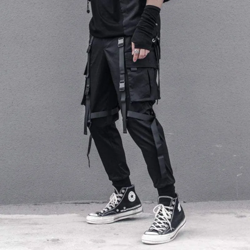 Ribbon Cargo Black Pants sold by Yugen Theory