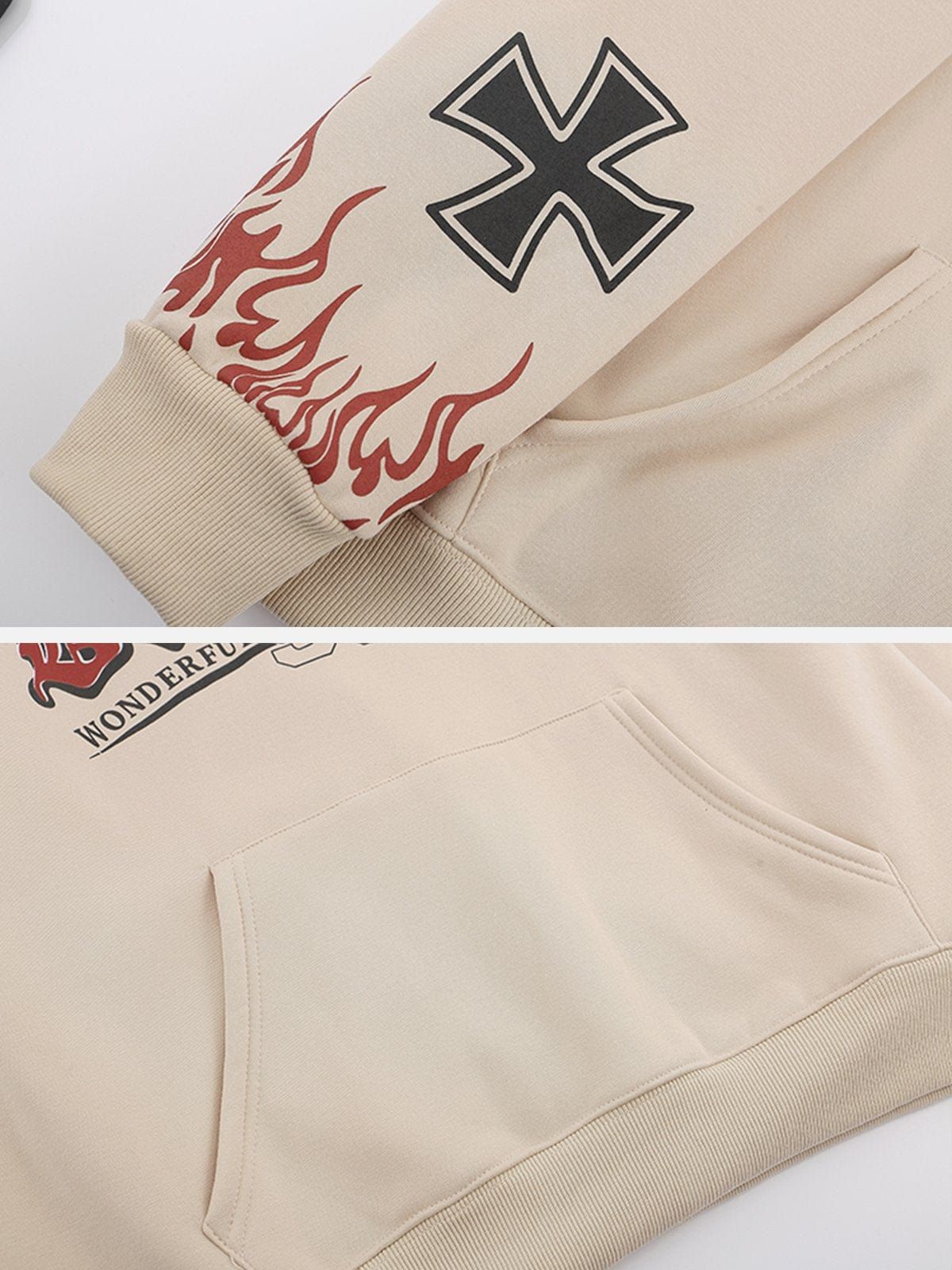 Flame Cross Print Hoodie sold by Yugen Theory product image thumbnail 5