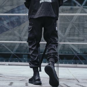 Dark Combat Ribbons Zip Up Pockets Cargo Pants sold by Yugen Theory