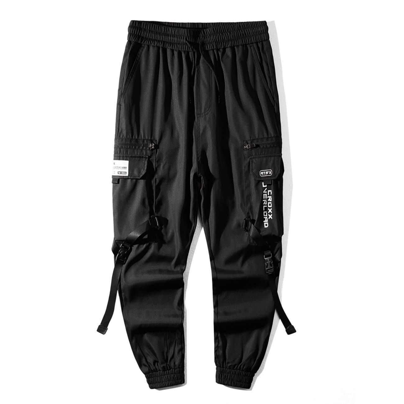 Dark Combat Ribbons Zip Up Pockets Cargo Pants sold by Yugen Theory