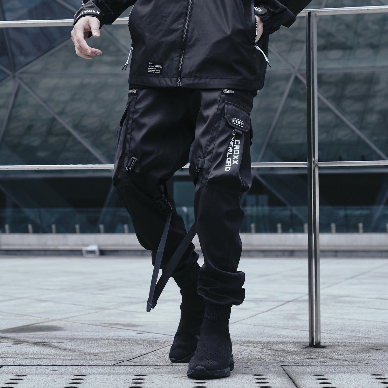 Dark Combat Ribbons Zip Up Pockets Cargo Pants sold by Yugen Theory product image thumbnail 3