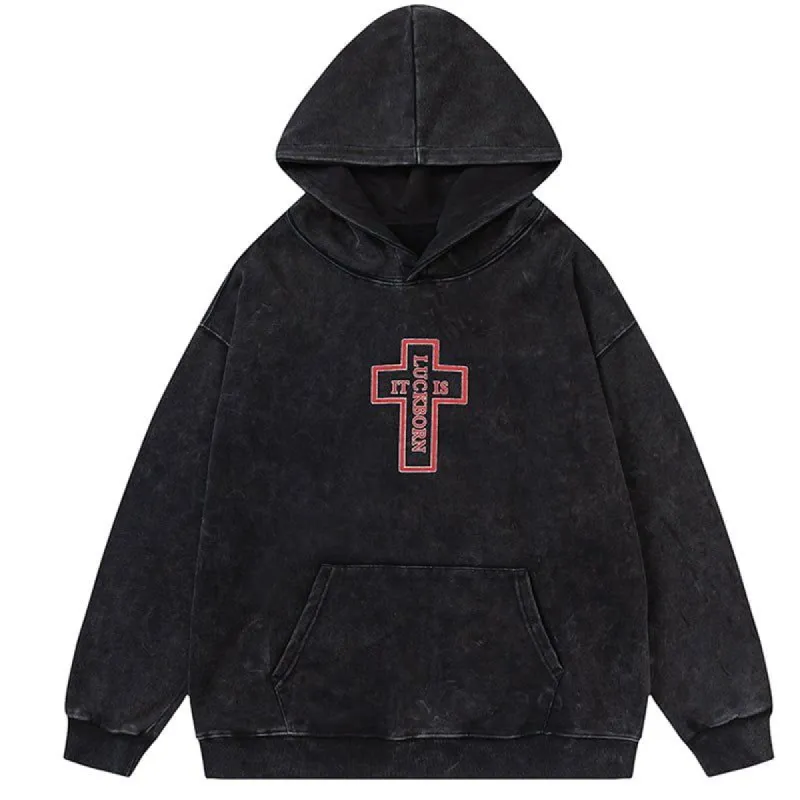 Vintage Washed Hoodie Foam Cross sold by Yugen Theory