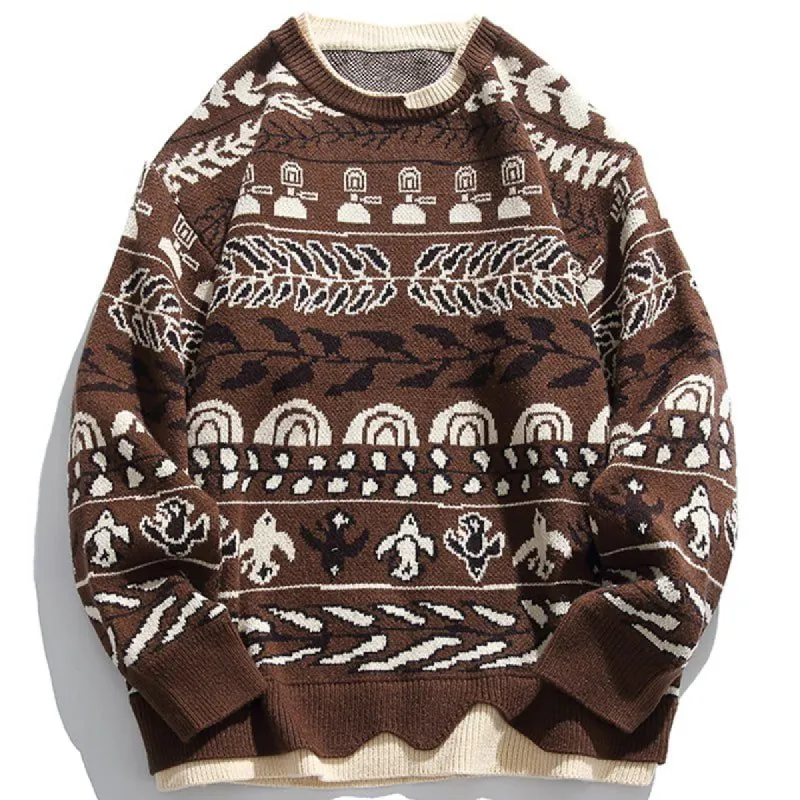 Retro Layered Knit Sweater Stripes sold by Yugen Theory