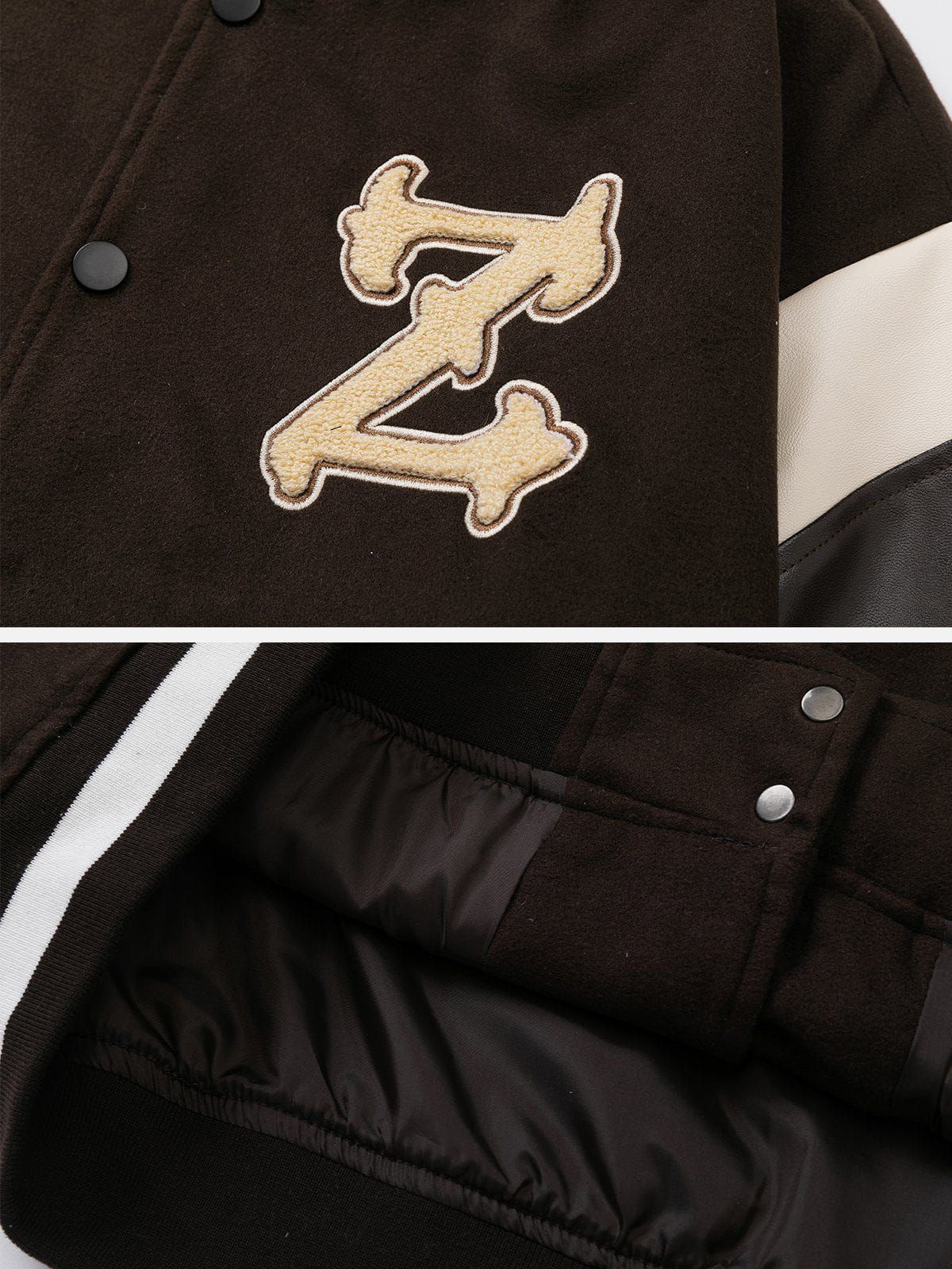 PU Patchwork Varsity Jacket sold by Yugen Theory product image thumbnail 5