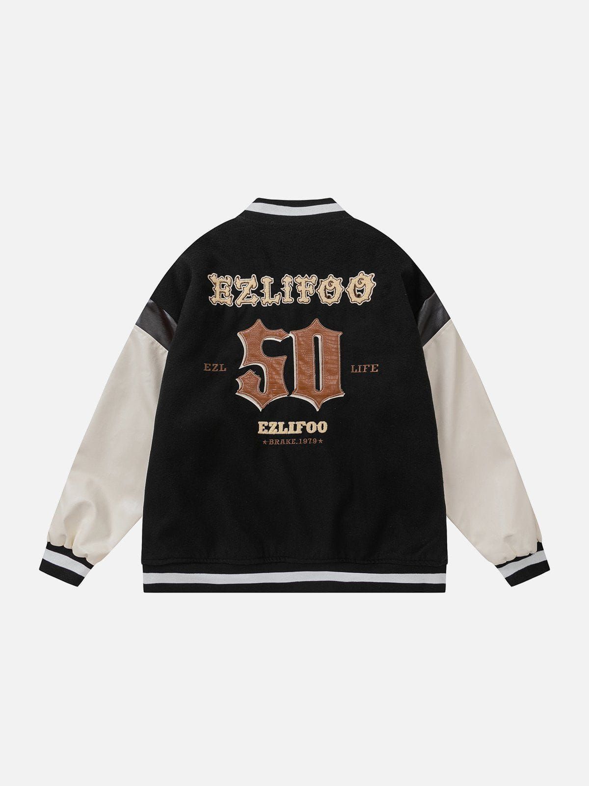 PU Patchwork Varsity Jacket sold by Yugen Theory product image thumbnail 4