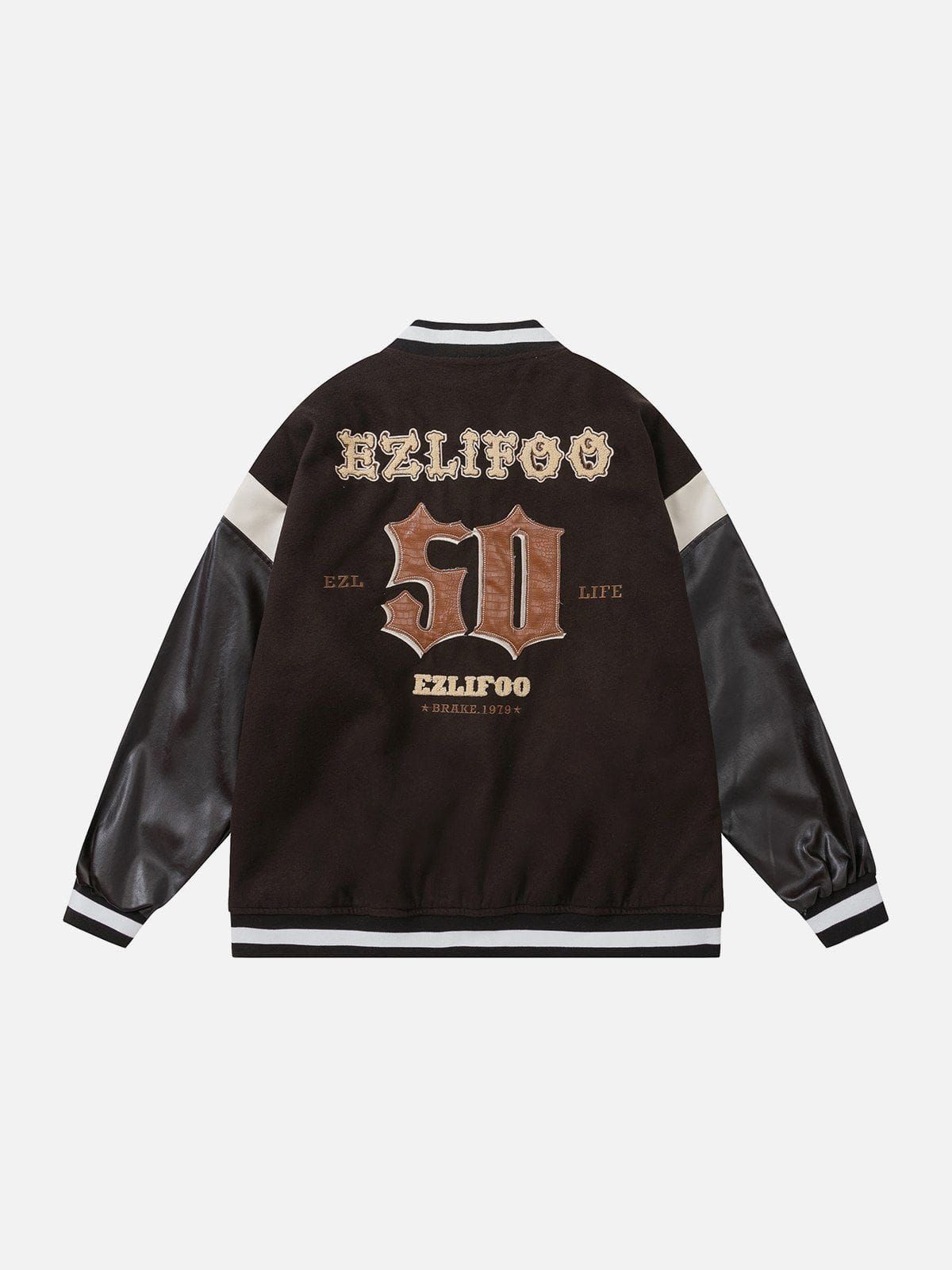 PU Patchwork Varsity Jacket sold by Yugen Theory product image thumbnail 2