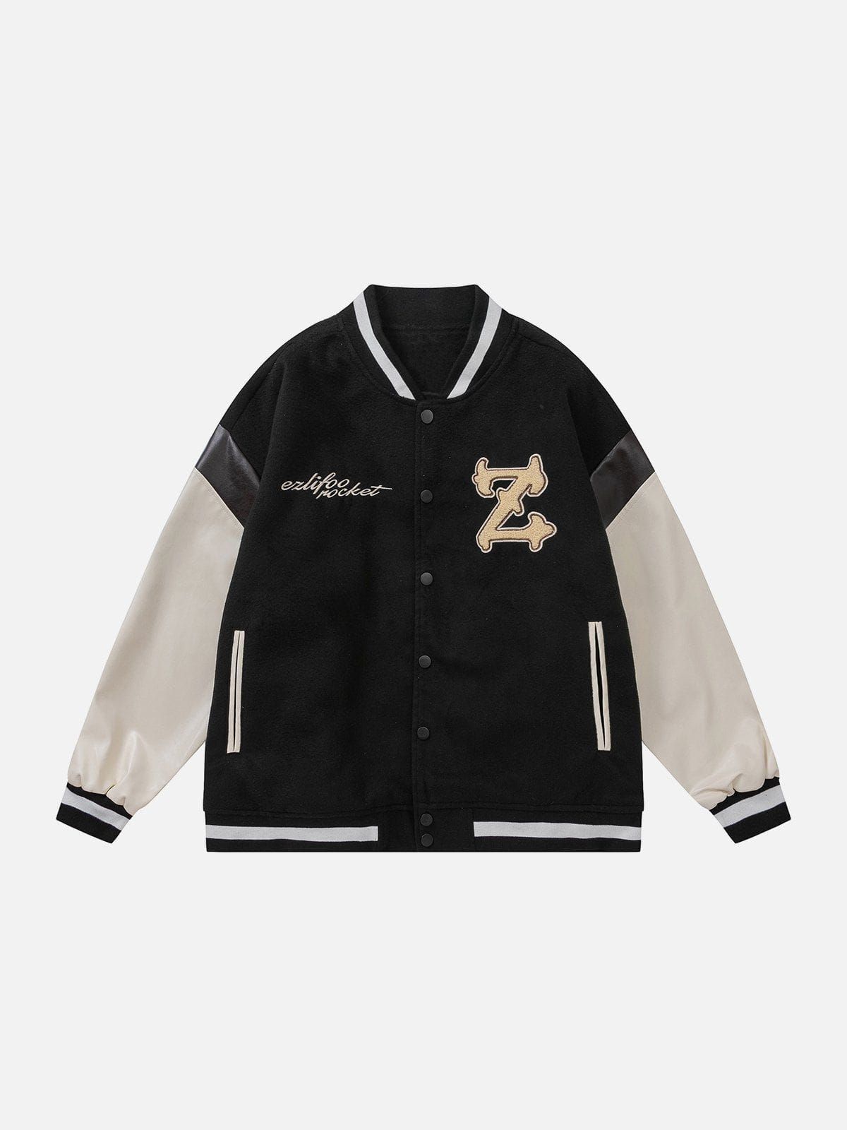 PU Patchwork Varsity Jacket sold by Yugen Theory product image thumbnail 3