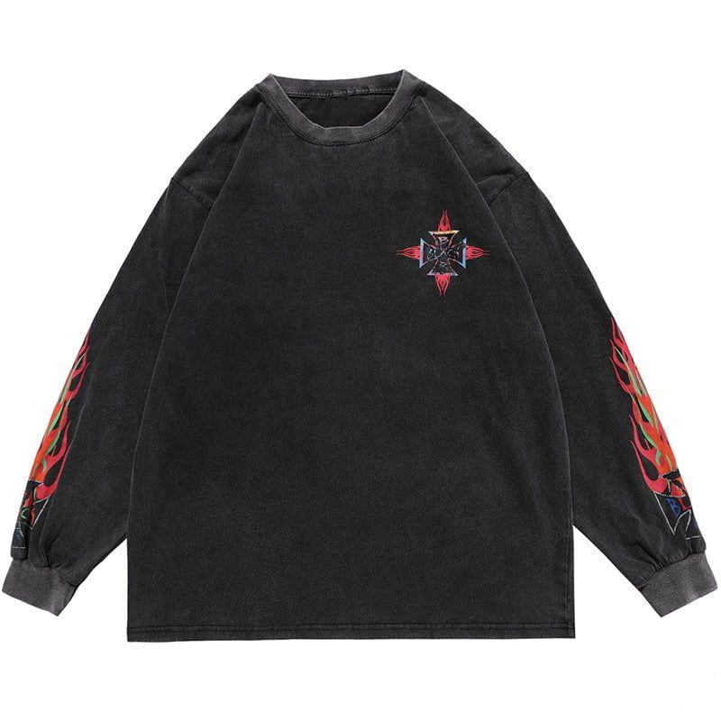Hip Hop Style L/S Shirt Flame sold by Yugen Theory