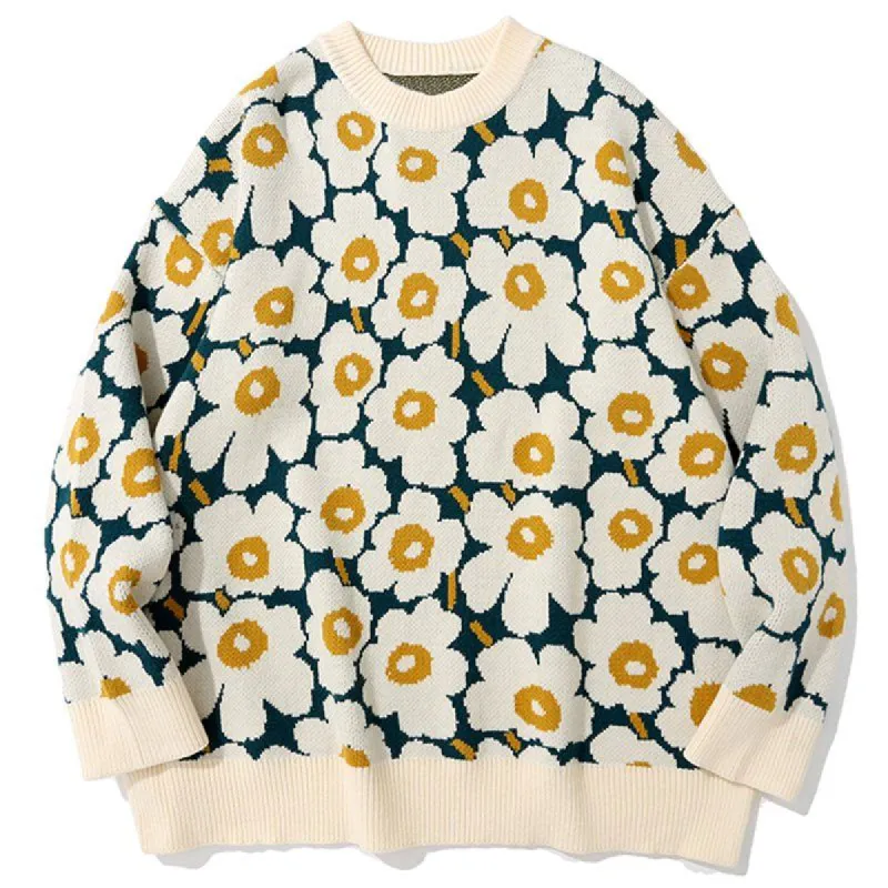 Lazy Knitted Sweater Full Flowers sold by Yugen Theory