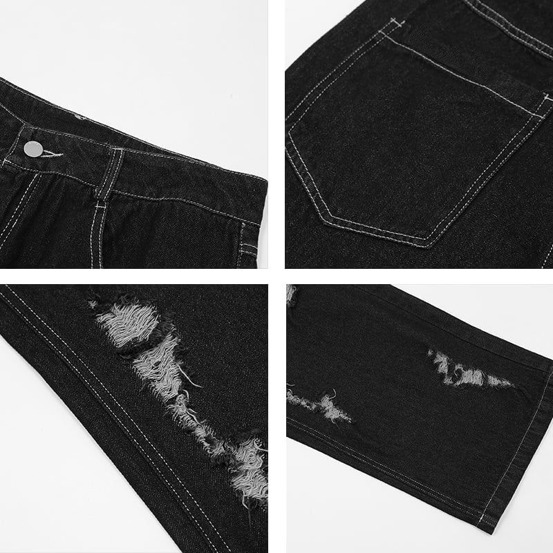 Black Ripped Wide Leg Jeans sold by Yugen Theory product image thumbnail 3