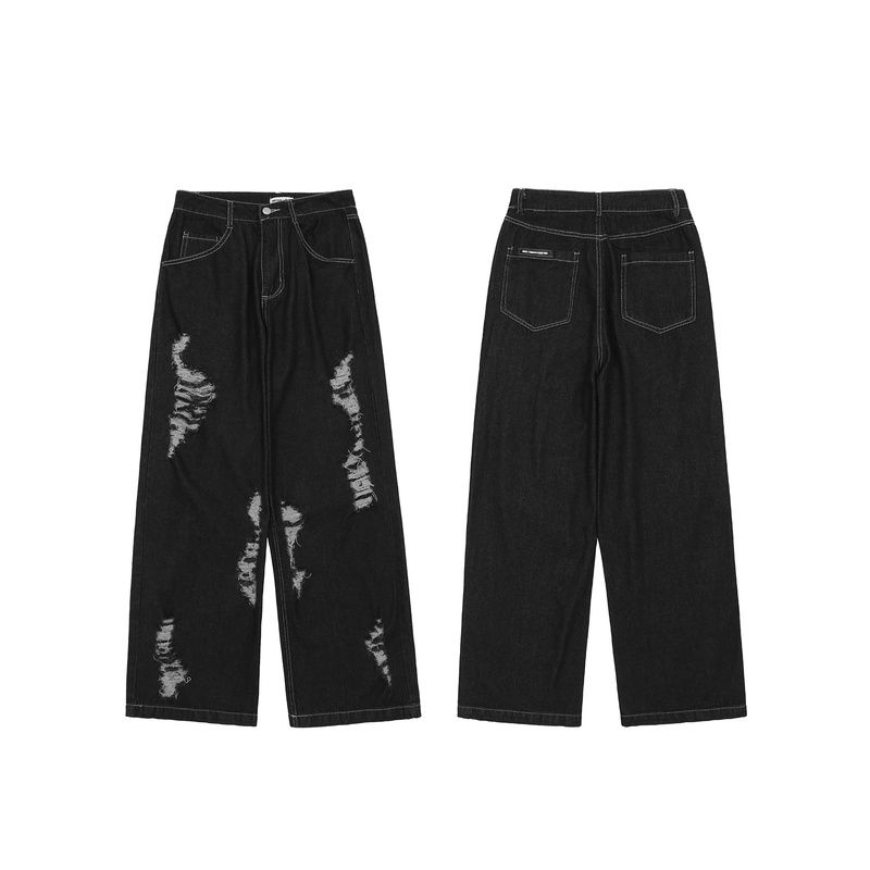 Black Ripped Wide Leg Jeans sold by Yugen Theory product image thumbnail 4