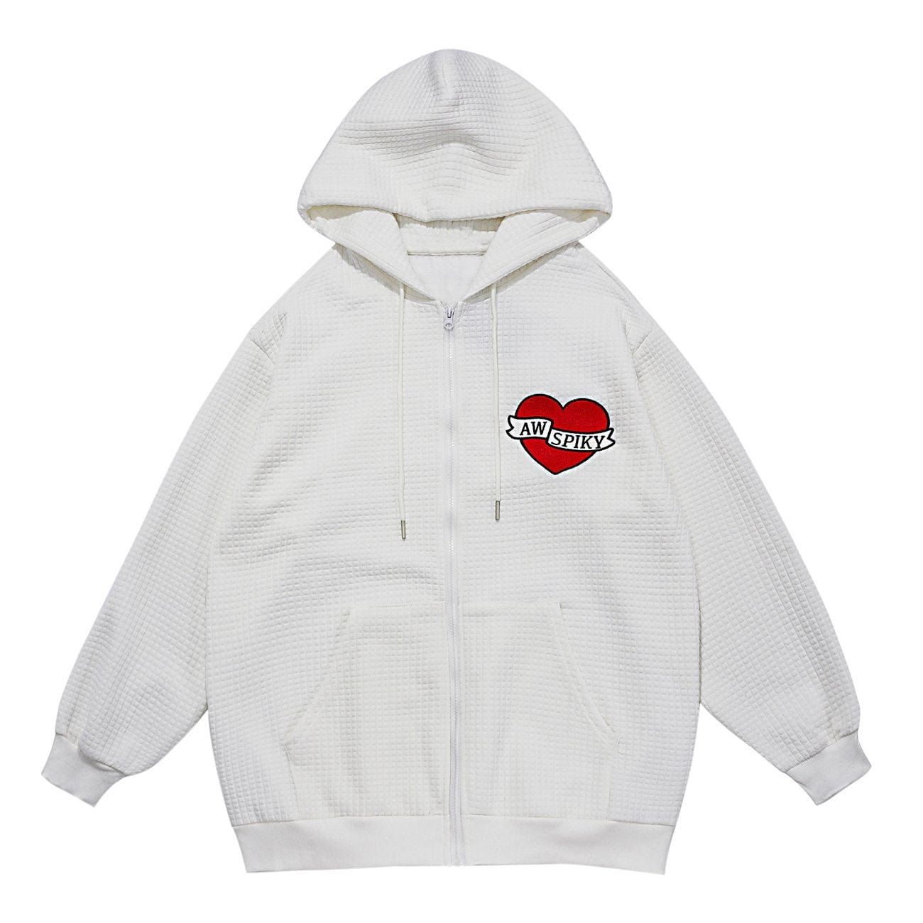 Waffle Embroidered Hearts Zipper Hoodie sold by Yugen Theory product image thumbnail 3