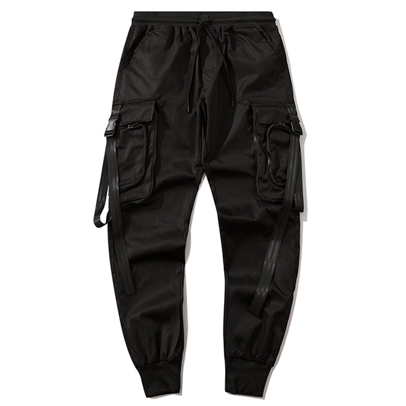 Techwear Ribbons Zipper Pockets Cargo Pants sold by Yugen Theory