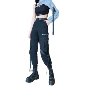 Dark Personalized Belt Ribbons Cargo Pants sold by Yugen Theory