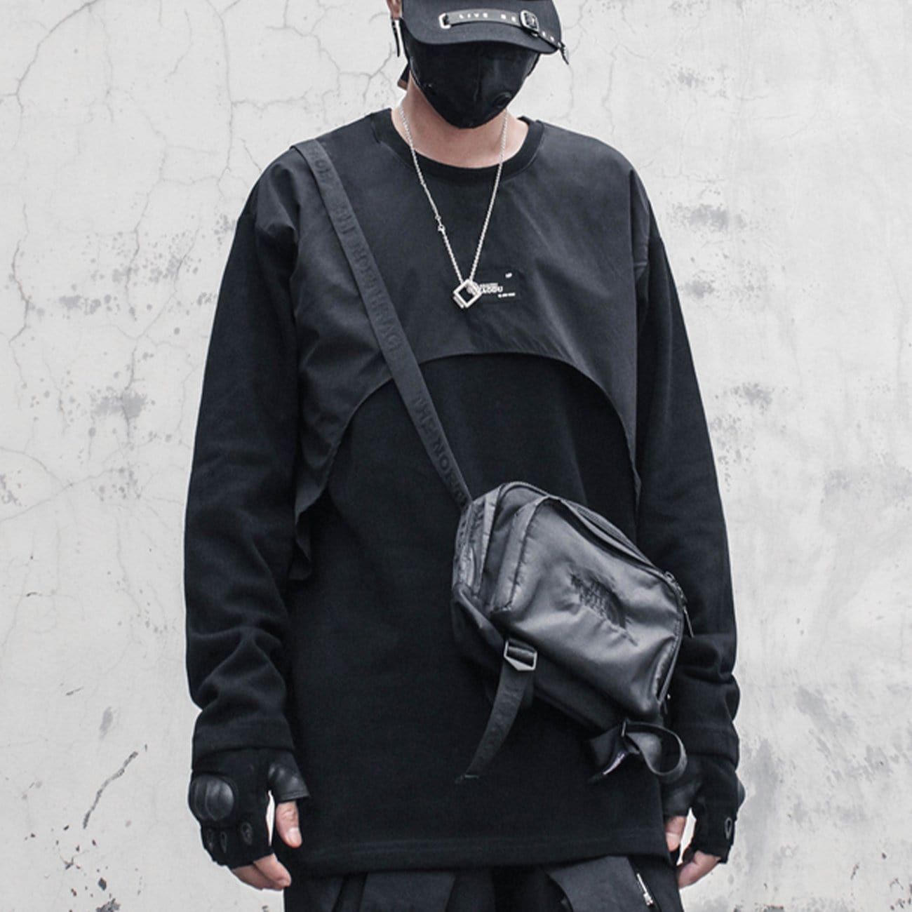 Dark Patchwork Fake Two Sweatshirt sold by Yugen Theory product image thumbnail 3