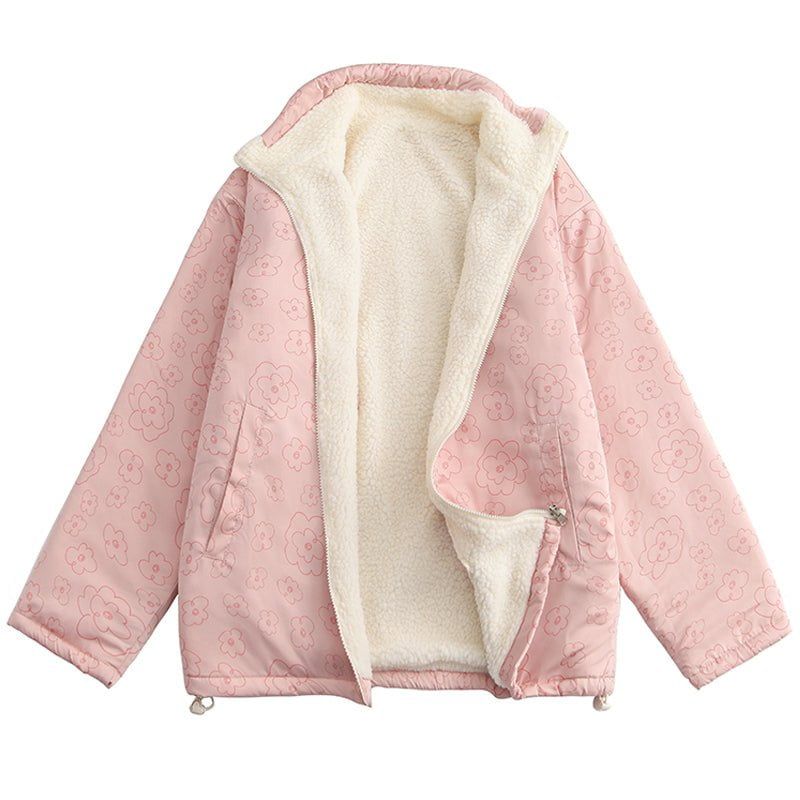 Reversible Lamb Woolen Winter Coat Flowers sold by Yugen Theory product image thumbnail 3