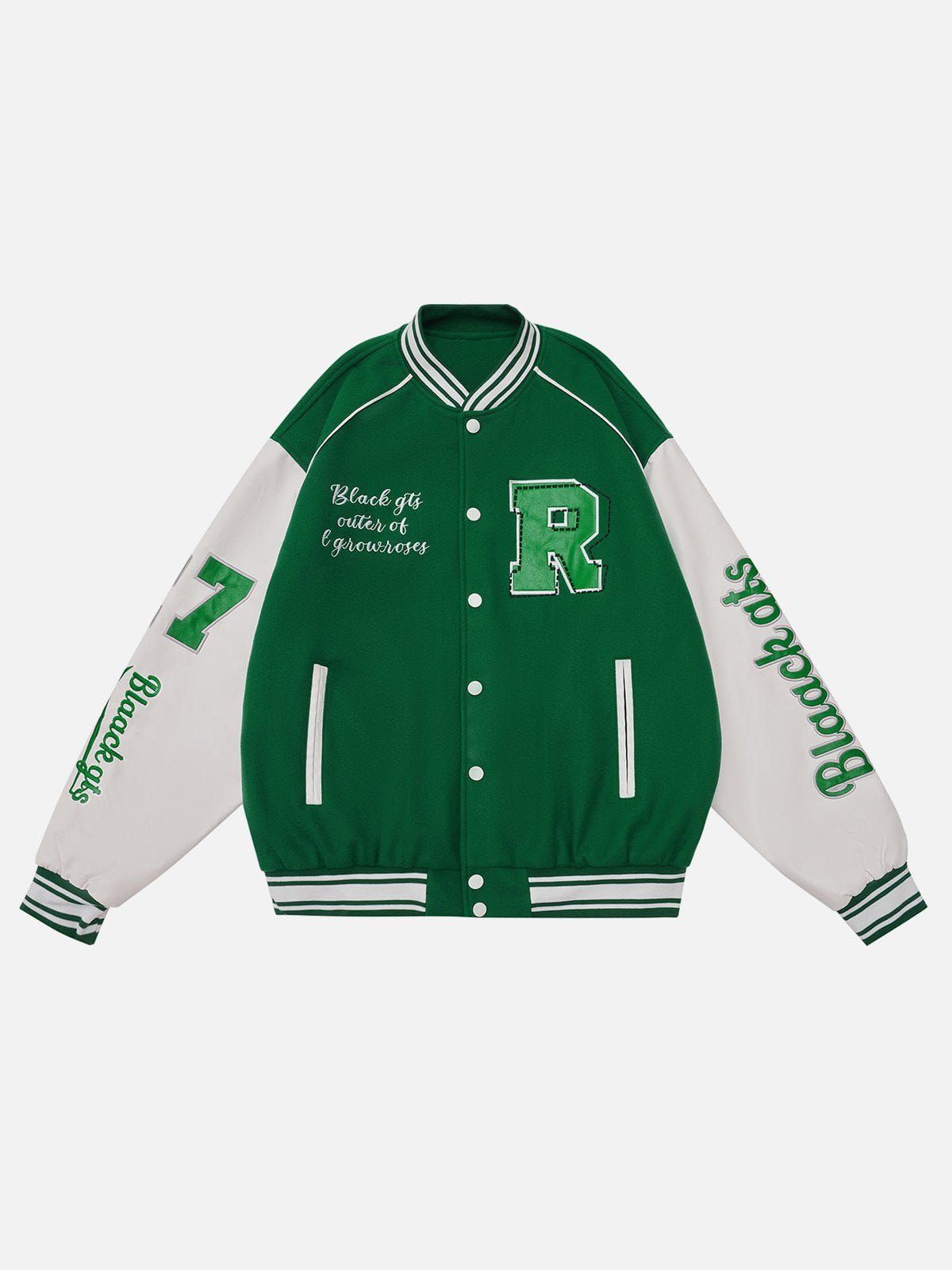 Vintage R Embroidery Varsity Jacket sold by Yugen Theory