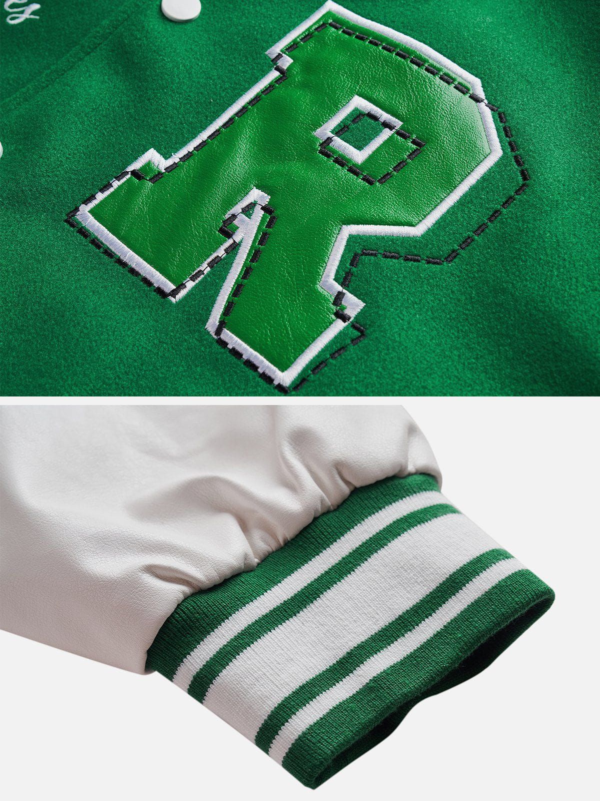 Vintage R Embroidery Varsity Jacket sold by Yugen Theory product image thumbnail 5