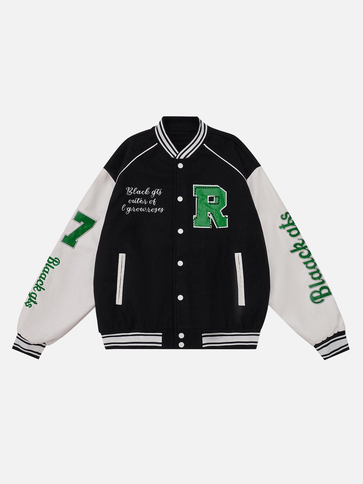Vintage R Embroidery Varsity Jacket sold by Yugen Theory product image thumbnail 3