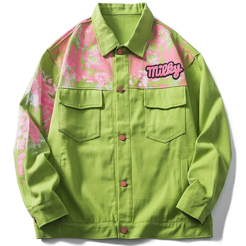 Stylish Denim Jacket Sakura Print sold by Yugen Theory