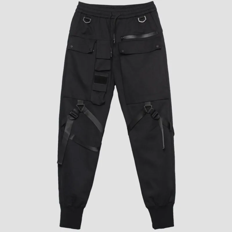 Combat Irregular Ribbons Multi Pockets Cargo Pants sold by Yugen Theory