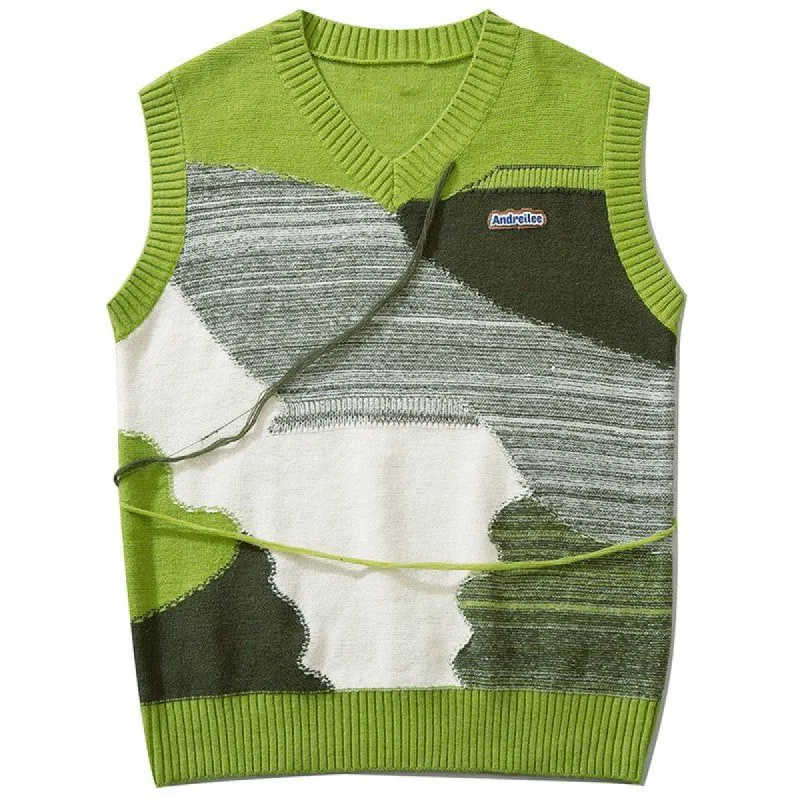 Interesting Sweater Vest Irregular Splicing sold by Yugen Theory