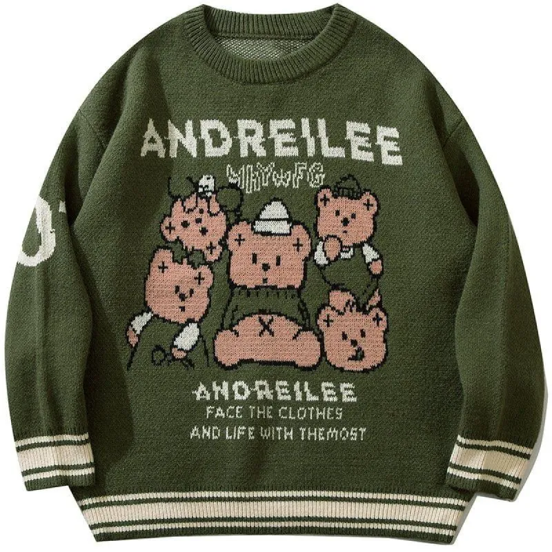 Lazy Jacquard Sweater Andreilee Bear sold by Yugen Theory