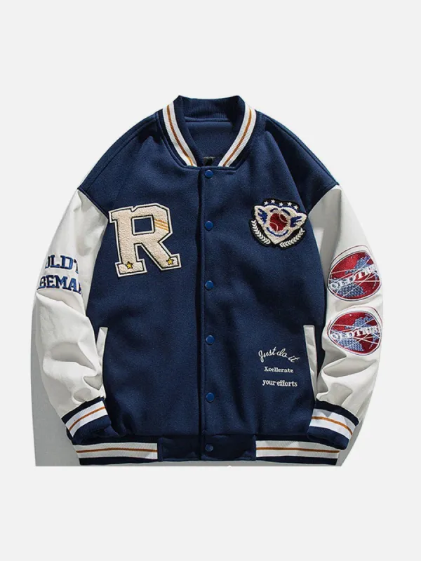 R baseball Embroidery Varsity Jacket sold by Yugen Theory