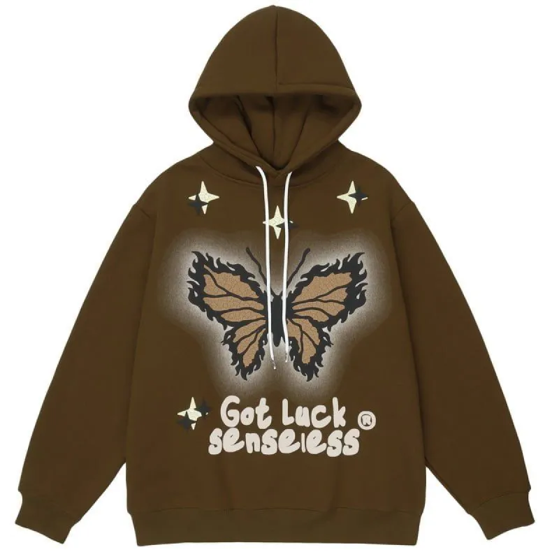 Fleece Hoodie Glowing Butterfly sold by Yugen Theory