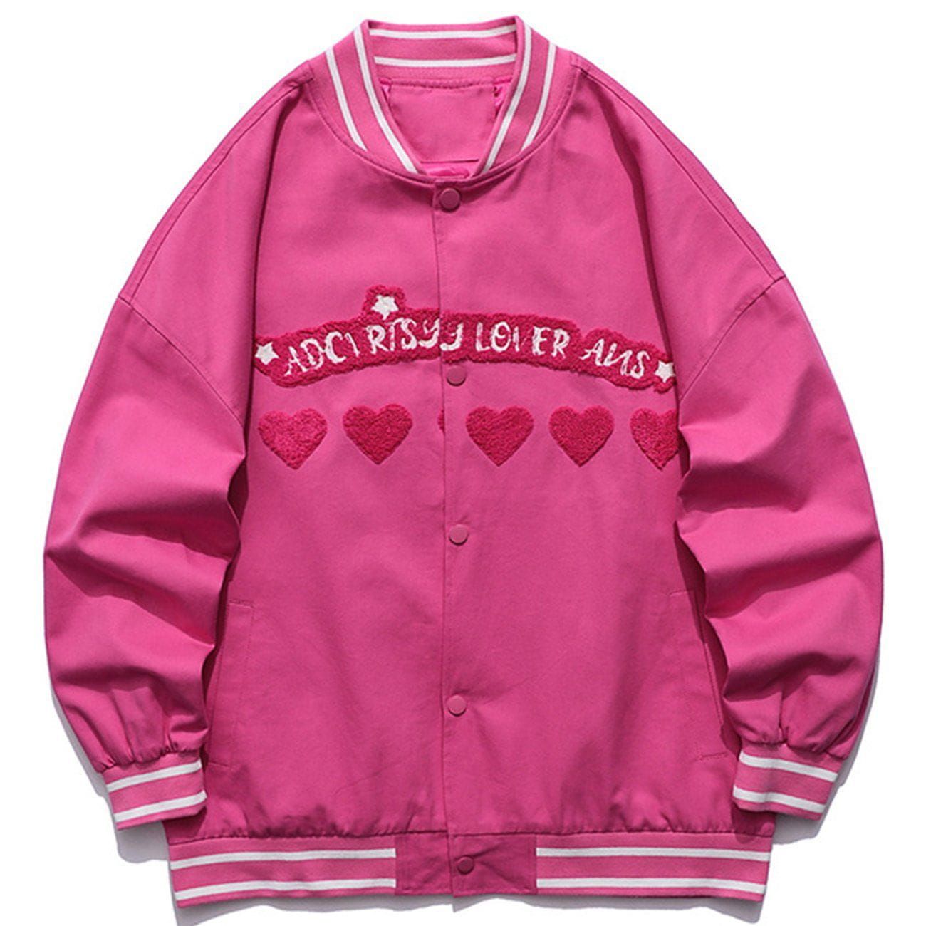 Letter Love Flocking Varsity Jacket sold by Yugen Theory product image thumbnail 4