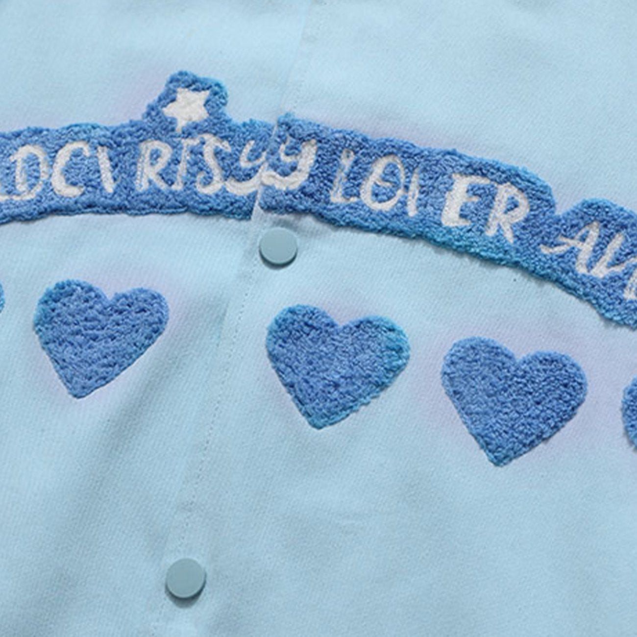 Letter Love Flocking Varsity Jacket sold by Yugen Theory product image thumbnail 5