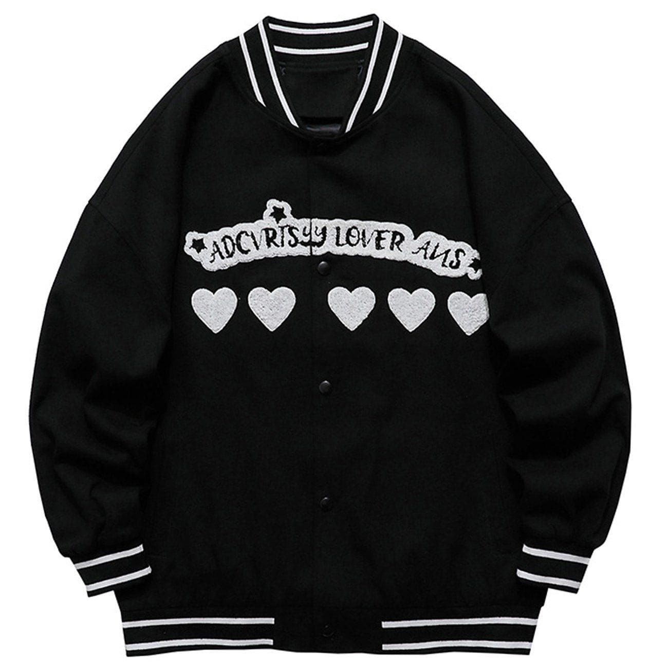 Letter Love Flocking Varsity Jacket sold by Yugen Theory product image thumbnail 3