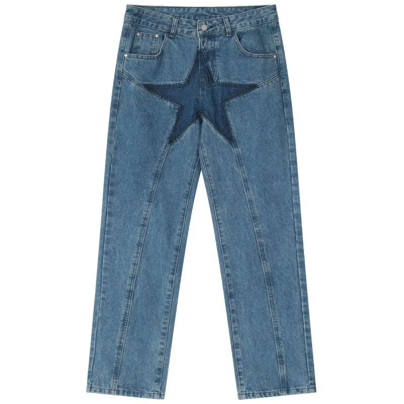 Skinny Denim Jeans Embroidery Star sold by Yugen Theory
