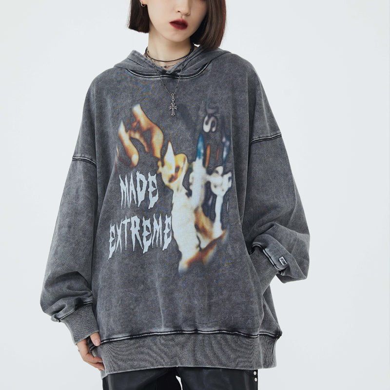 Oversize Hoodie Flame Graffiti sold by Yugen Theory product image thumbnail 3