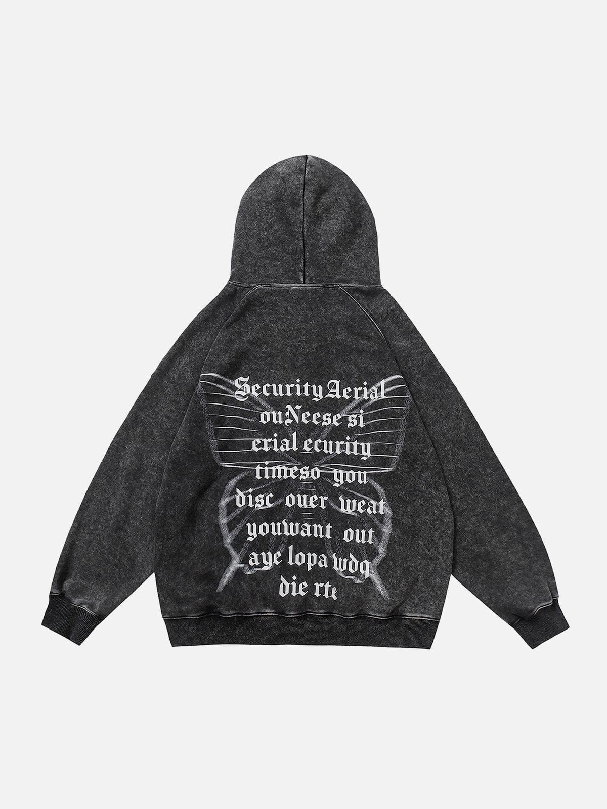 Butterfly Print Washed Hoodie sold by Yugen Theory