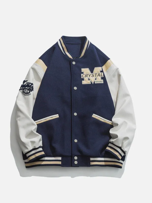 Heart Earth Flocked Embroidered Varsity Jacket sold by Yugen Theory