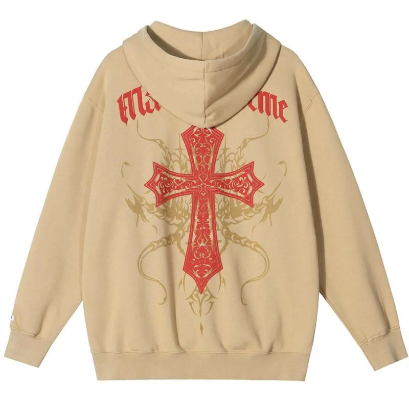 Fleece Zip Hoodie Cross sold by Yugen Theory