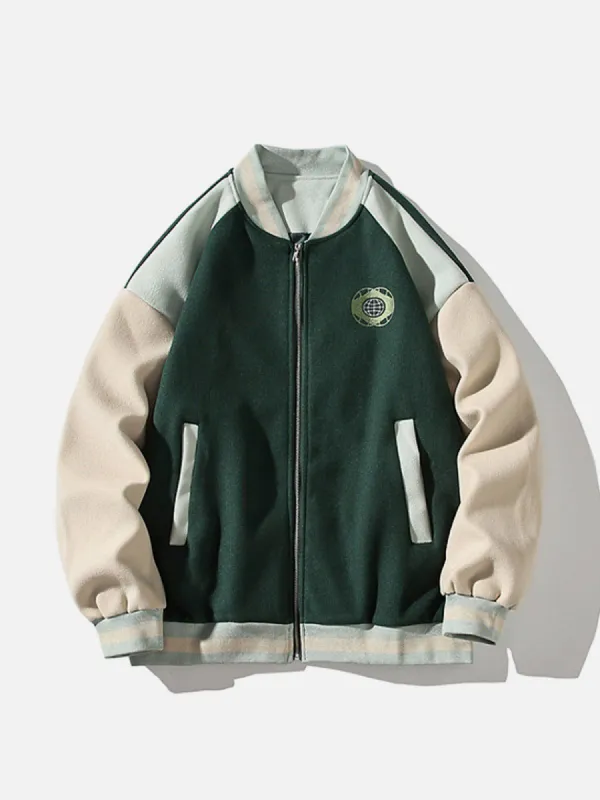 Flocking Contrast Varsity Jacket sold by Yugen Theory