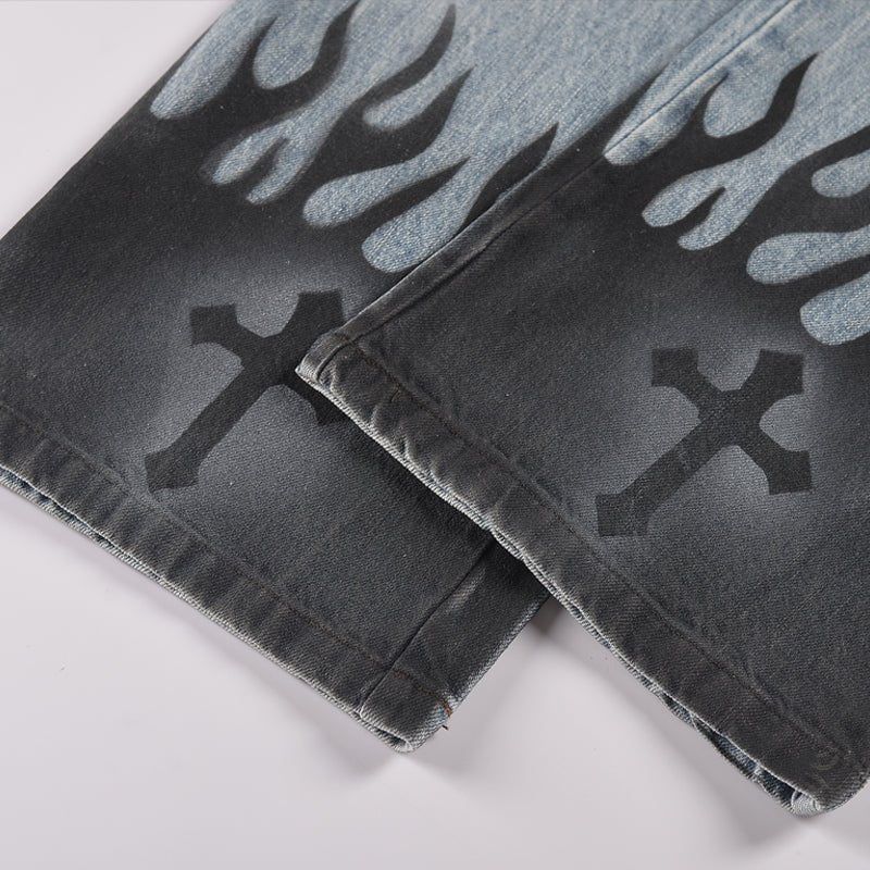 Straight Leg Jeans Flame Cross sold by Yugen Theory product image thumbnail 5