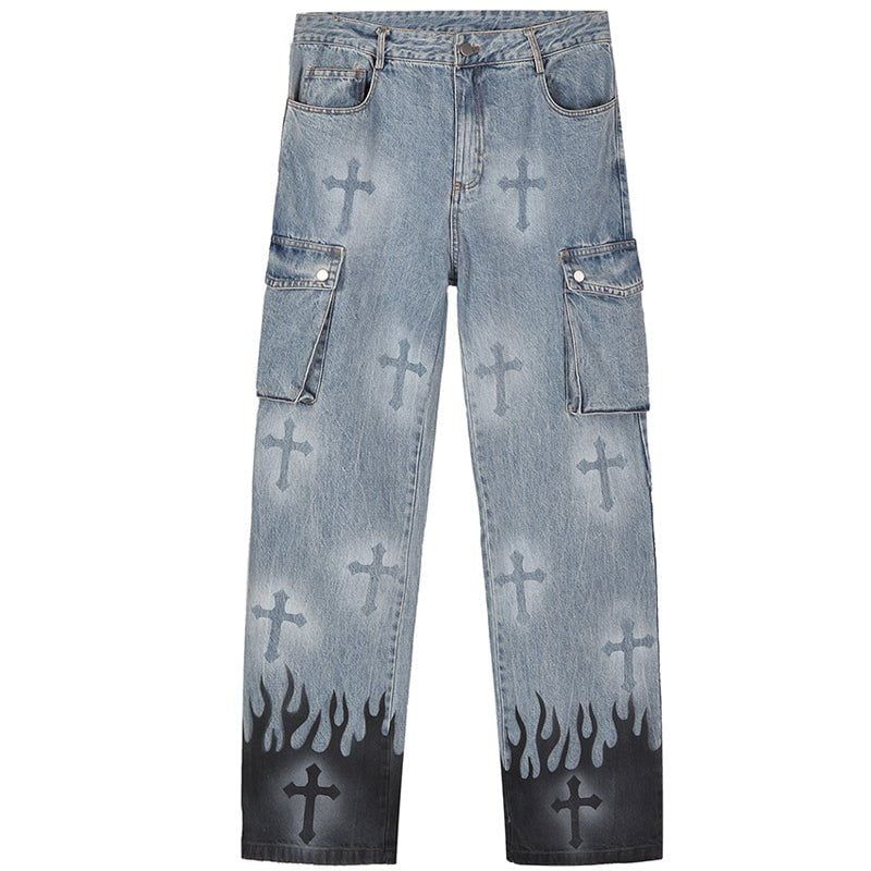 Straight Leg Jeans Flame Cross sold by Yugen Theory