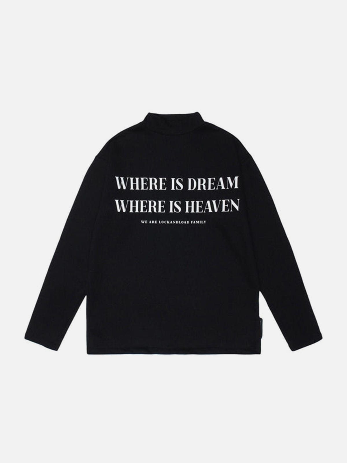 Letter Print Turtleneck Sweatshirt sold by Yugen Theory