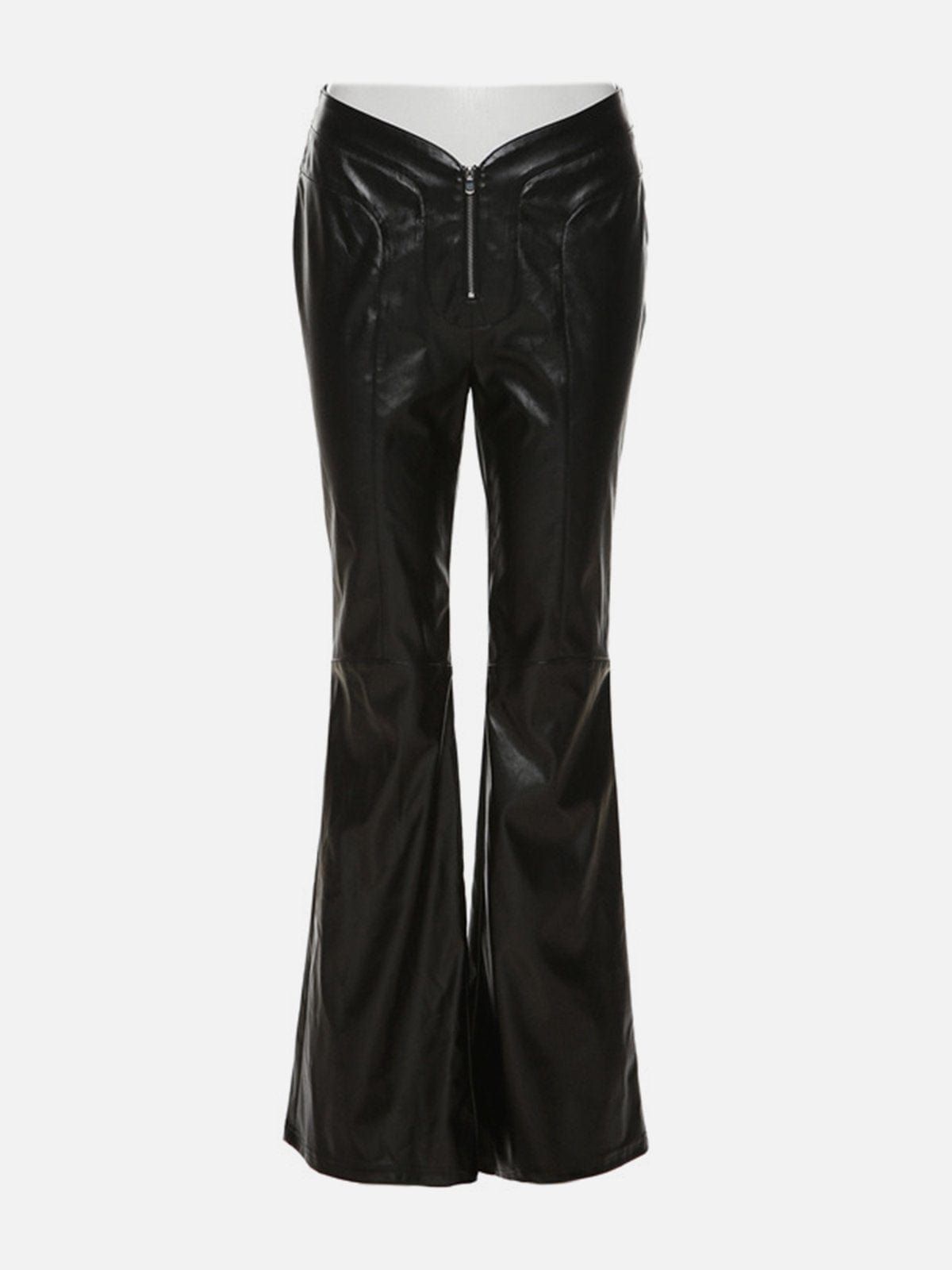 High-waisted Zipper PU Flare Pants sold by Yugen Theory