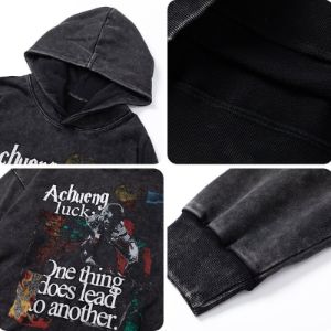 Distressed Washed Hoodie Warrior Girl sold by Yugen Theory