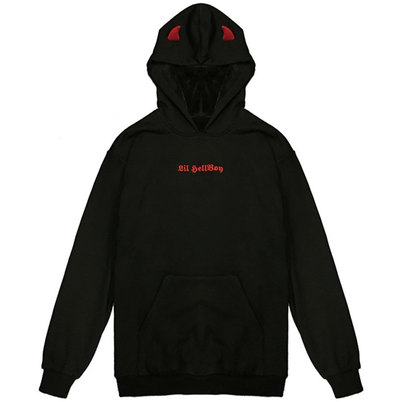 Dark Little Devil Horn Fleece Hoodie sold by Yugen Theory