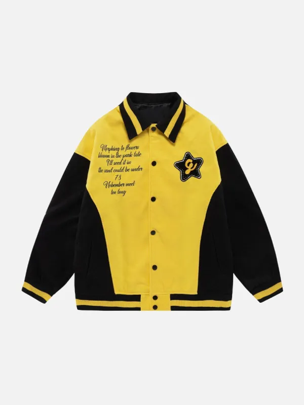 Flocking Embroidery Varsity Jacket sold by Yugen Theory